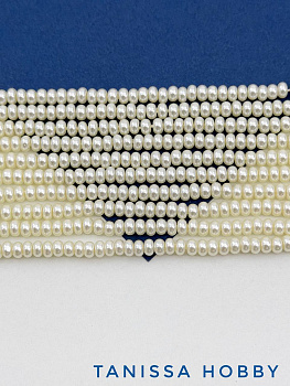 Жемчуг Майорка, кукуруза, айвори, 3х4мм, нить, МА289