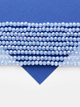 Хрусталь Рондели 4мм, светлый синий АВ шайн, нить, Х518