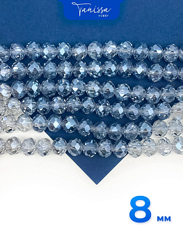 Хрусталь Рондели 8мм, серо-голубой АВ, нить, Х477