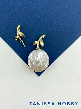 Подвеска веточка и листики для вклейки, позолота, В320