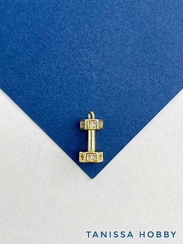 Подвеска гантель, спорт, 14мм, позолота, Д422