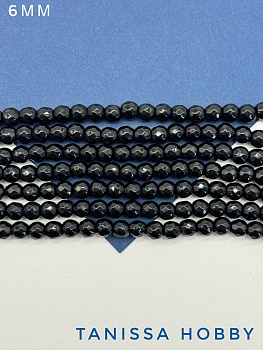 Черный агат граненый, огранка, 6мм, 1/2 нити, Б189