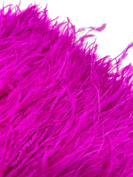 Перья на ленте страусиные фуксия, 10см, ПЕР023