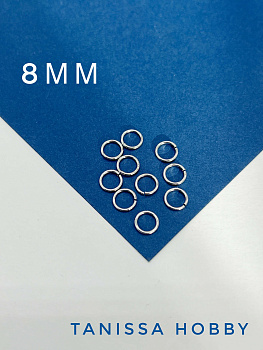 Соединительные колечки толстые 8мм, 10шт, родий, М814