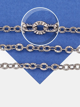 Цепочка якорная овалы огранка, 4,5х4мм, сталь, 50см, Ч840