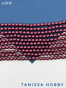 Жемчуг Майорка, бордовый, Burgundy, 4мм, нить, МА212