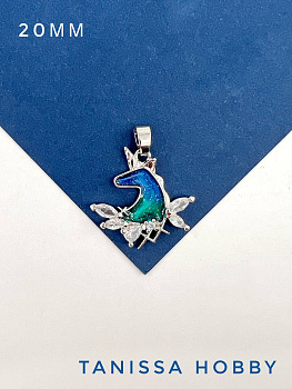 Подвеска единорог, конь, лошадь, 20мм, эмаль, родий, Ю628