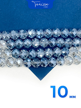 Хрусталь Рондели 10мм, серо-голубой АВ, 1/2 нити. Х476