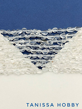 Горный хрусталь бусины галтовка овал, 7-10мм, нить, Б321