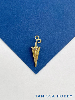 Подвеска зонтик с фианитами, позолота, Д411