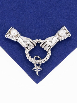 Концевик коннектор руки витой круг с бейлом для вклейки, родий, А226