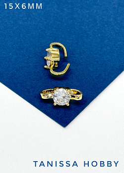 Коннектор разъемный, скоба, с фианитом, позолота, К008
