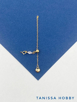 Карабин с цепочкой удлинения для безразмерного браслета, позолота, С824