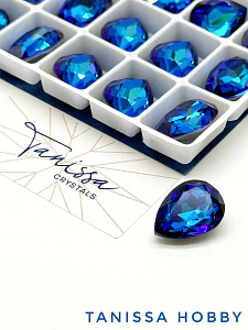Кристалл капля Bermuda Blue, 14х10мм, Tanissa Crystals, СТ344