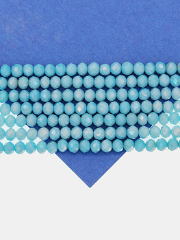 Хрусталь Рондели 4мм, голубой АВ шайн, нить, Х499