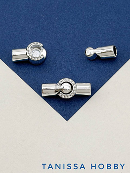 Замок магнитный под шнур толщиной 5мм, родий, Ш304