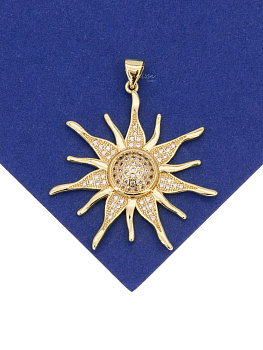 Подвеска Кулон солнце, позолота с фианитами. С309