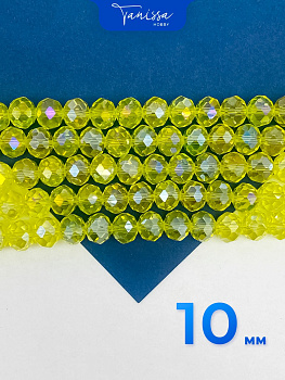 Хрусталь Рондели 10мм, желтый АВ, 1/2 нити. Х481