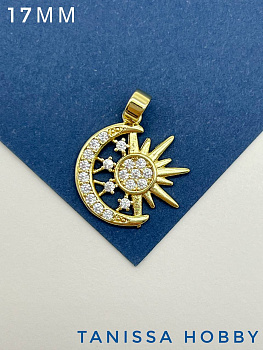 Подвеска луна и солнце, позолота, А835