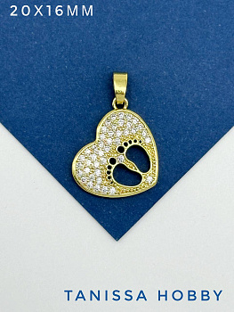 Подвеска сердце, мама, позолота, С610