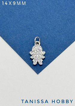 Подвеска девочка, человек, родий, Р604