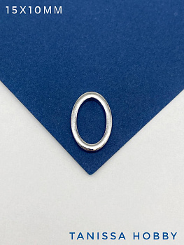 Коннектор неразъемное кольцо Овал 10мм, родий, К509