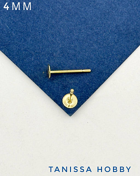 Швензы пусеты 4мм, основы для вклейки, позолота, Е319