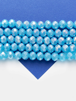 Хрусталь Рондели 10мм, лазурный голубой АВ шайн, 1/2 нити, Х510