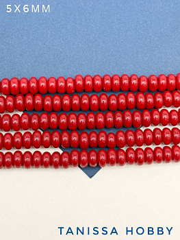 Жемчуг Майорка, кукуруза, красный, 5х6мм, нить, МА180