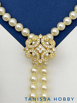 Замок карабин коннектор ажурный на 2 нити 8мм, позолота, К335