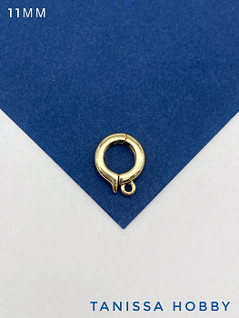 Бейл карабин гладкий разъемный 10мм, позолота, К416