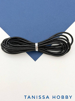 Шнур кожаный круглый 3мм, черный, метр, Ш063