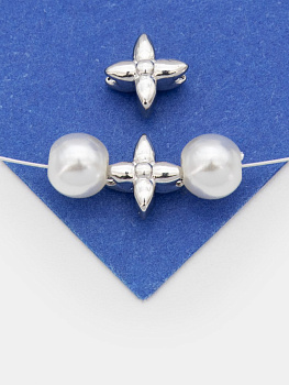 Разделительная бусина клевер 8мм, ШТУКА, родий, Р814