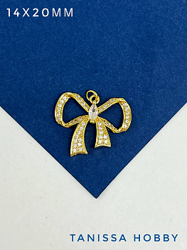 Подвеска бантик (левый), позолота, С324