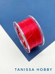 Силиконовая резинка красная для браслетов, спандекс, 0.6мм, 1 метр, ПР26