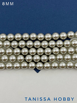 Жемчуг Майорка, серебро, Silver, 8мм, нить, МА222