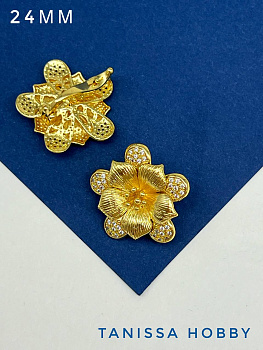 Замочек карабин цветок, 24мм, позолота, К019