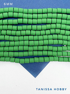 Каучук пластик бочонок зеленый бусины 6мм, нить, П195