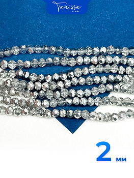 Хрусталь Рондели 2мм, серебро, нить. Х104