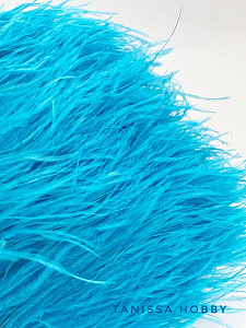 Перья на ленте страусиные голубые, 10 см, ПЕР024