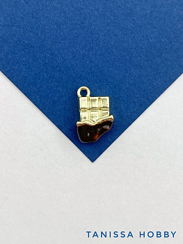 Подвеска плитка шоколада, эмаль, 16х10мм , позолота, Д216