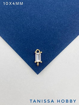 Коннектор с фианитом, 10х4мм, позолота, Ю712