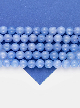 Кварц тонированный, голубой, 8мм, нить, Б357
