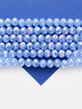 Хрусталь Рондели 8мм, светлый синий АВ шайн, нить, Х516