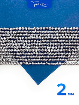 Гематин гематит бусины круглые огранка 2мм, нить, ГТ056