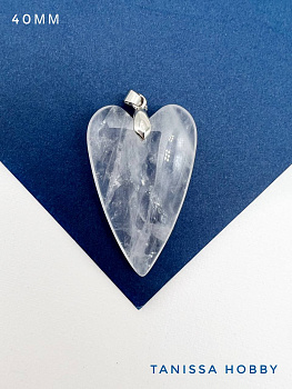 Подвеска сердце горный хрусталь, родий, Б087