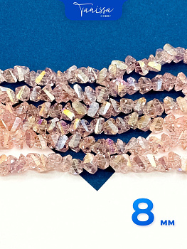 Хрусталь крошка треугольник, розовый АВ, 8мм, нить, Х328