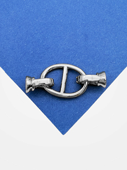 Карабин застежка овал звено цепи 22х11мм, родий, КР029