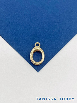 Карабин замок лобстер, овал, 16х10мм, позолота, КР031