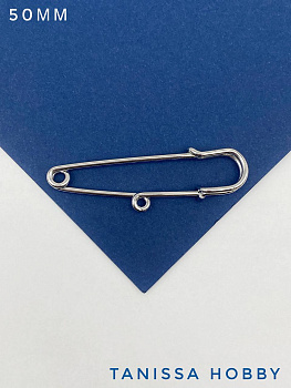 Брошь булавка 50мм, 1 петелька, родий, Л99